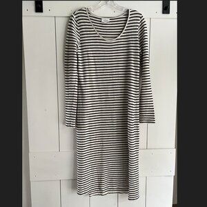 Seed Heritage Black & Ivory Striped Knit Dress, Size Small - Excellent Condition